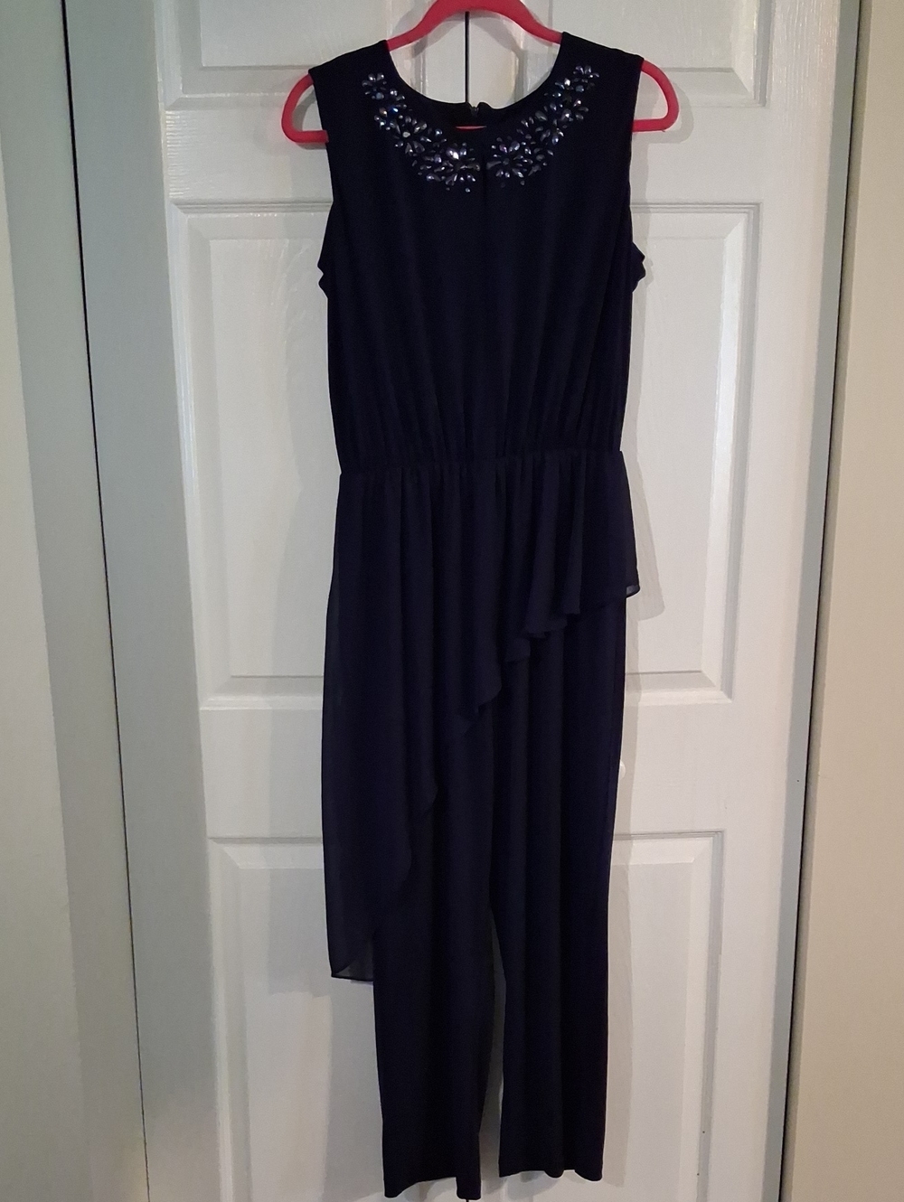 Embellished Navy Sleeveless Jumpsuit